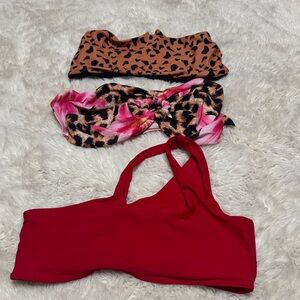SHEIN Red, Pink, and Leopard Print Bikini Tops